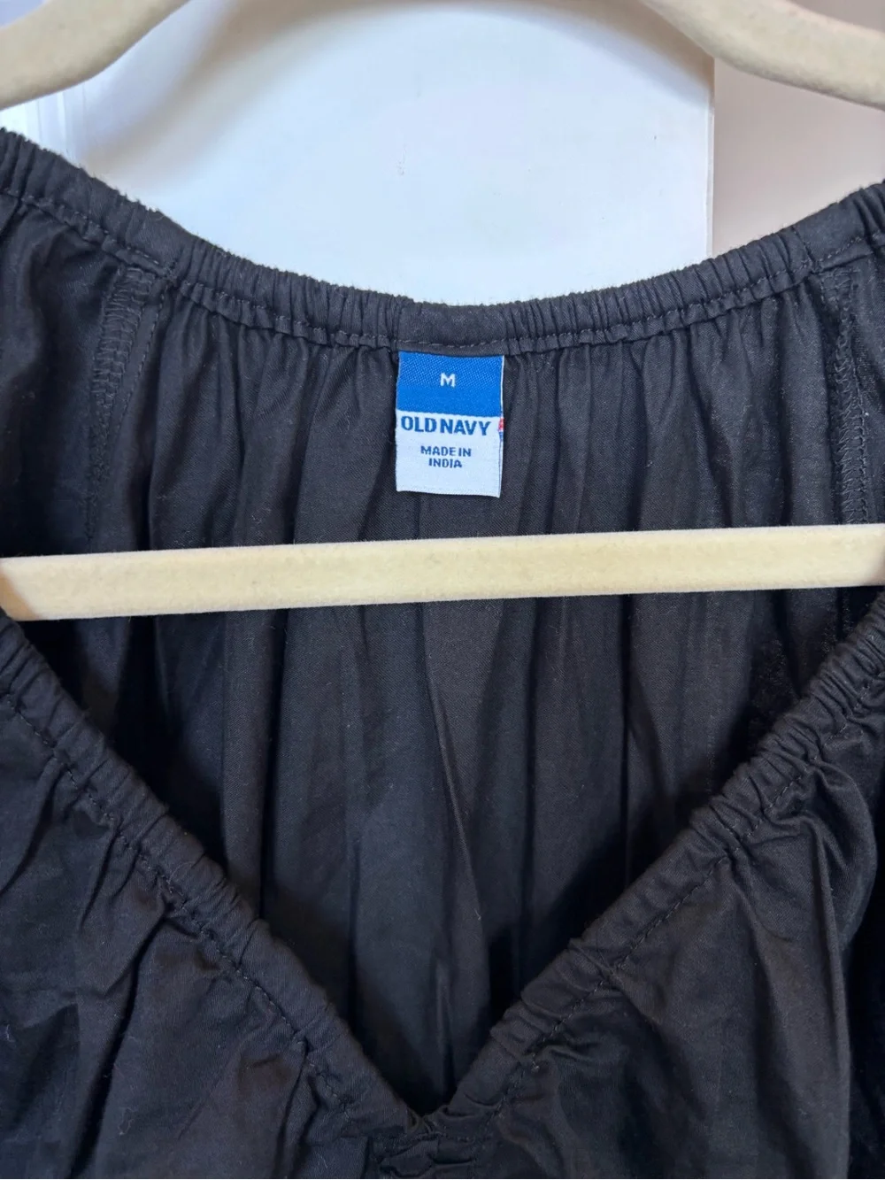 Old Navy Black Peasant Top with Smocked Waist